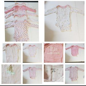 Five (3-6 month) girls cute long sleeve onesies.
